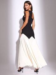 Lipsy Black Premium Sweetheart Mesh Neck Satin Hem Maxi Dress - Image 4 of 4