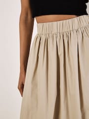 Apricot Natural Puff Hem Elastic Waist 100% Cotton Midi Skirt - Image 4 of 5