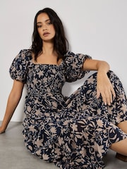 Apricot Blue Silhouette Starflower Midi Dress - Image 1 of 5