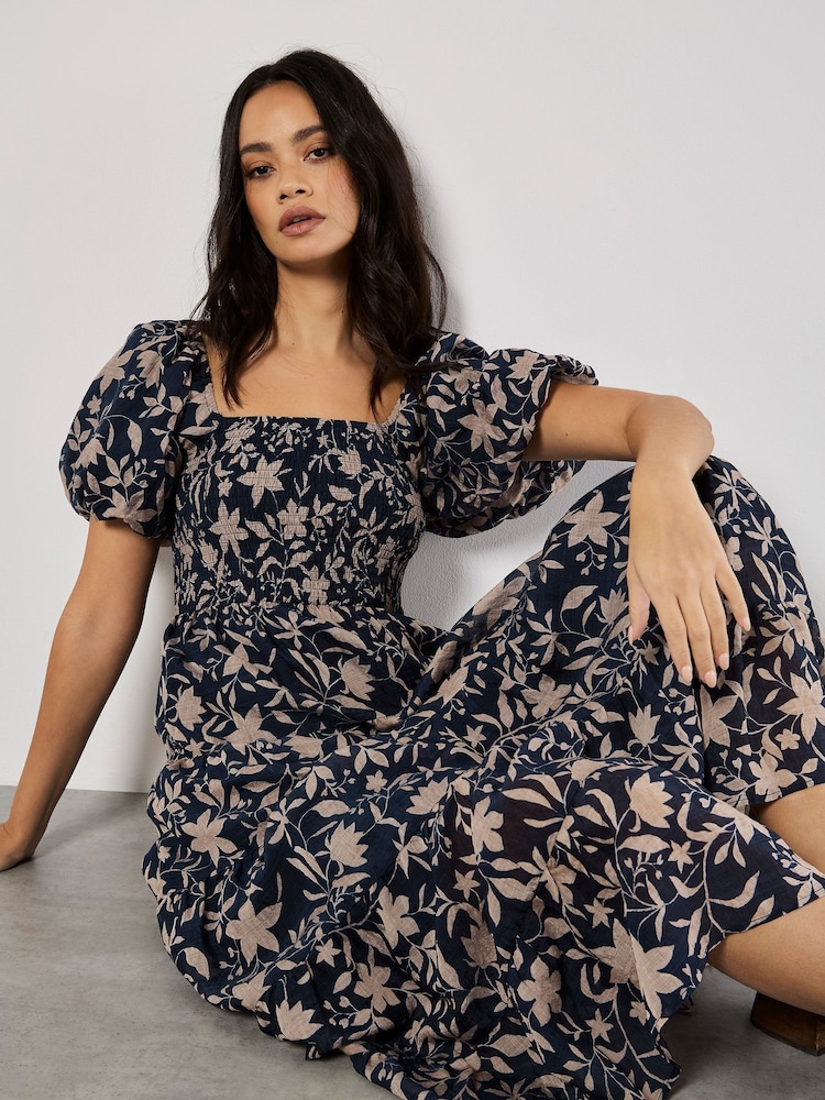 Apricot Blue Silhouette Starflower Midi Dress - Image 1 of 5