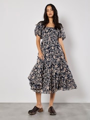 Apricot Blue Silhouette Starflower Midi Dress - Image 2 of 5