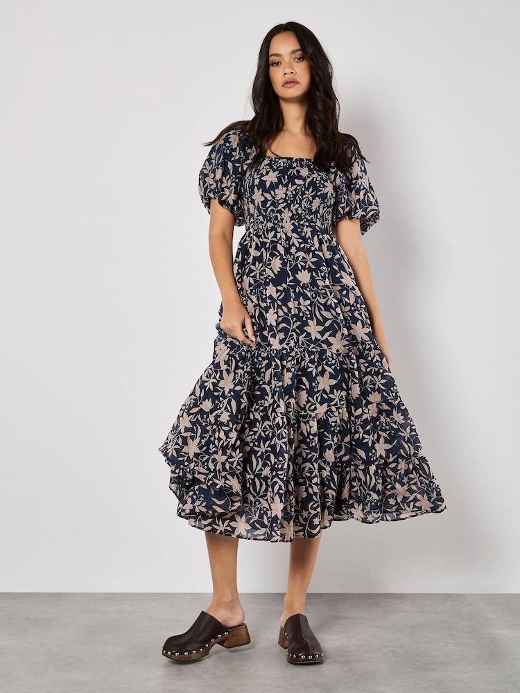 Apricot Blue Silhouette Starflower Midi Dress - Image 2 of 5