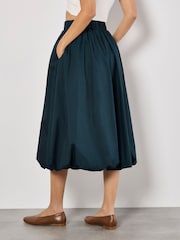 Apricot Blue Puff Hem Elastic Waist 100% Cotton Midi Skirt - Image 5 of 5