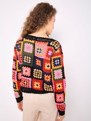 Apricot Black Bright Crochet Squares Cardigan - Image 4 of 5