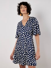 Apricot Blue Painterly Heart Print Angel Sleeve Dress - Image 5 of 5