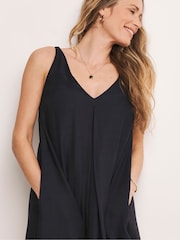 JD Williams Black Mix Pleat Border Print Maxi Dress - Image 3 of 6