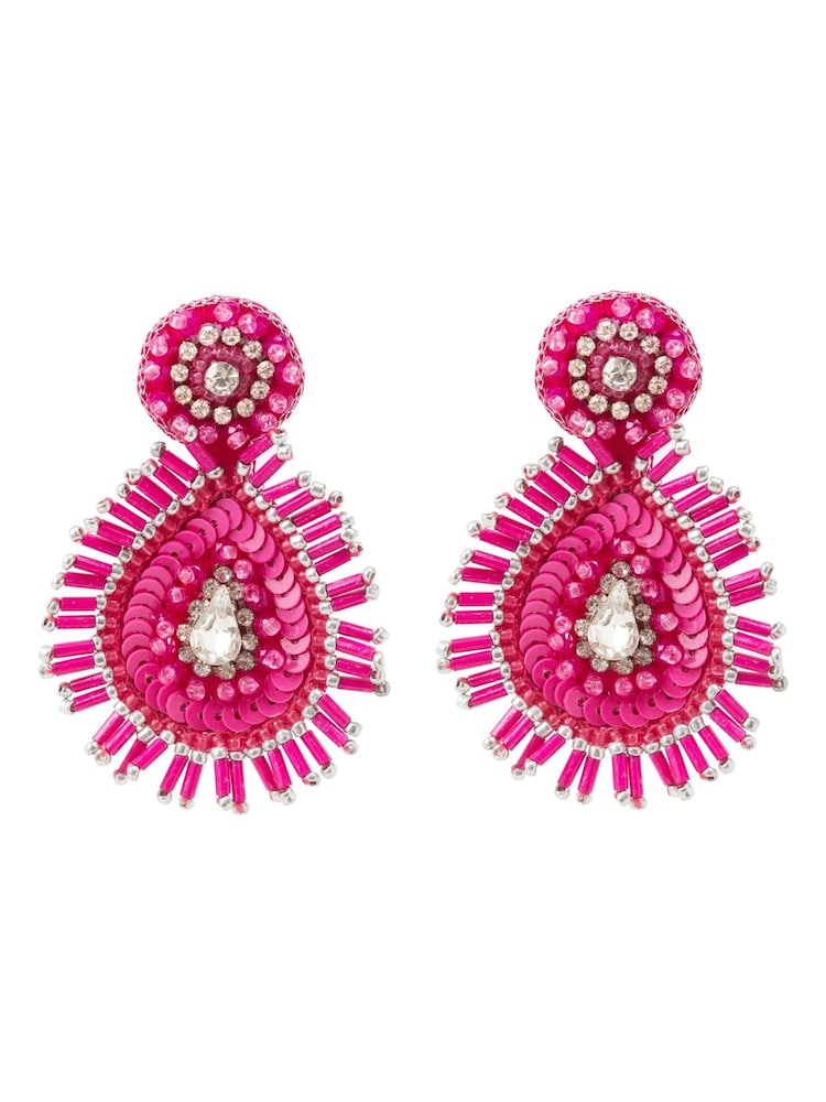 Bibi Bijoux Pink Paisley Beaded Earrings - Image 1 of 3
