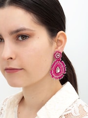 Bibi Bijoux Pink Paisley Beaded Earrings - Image 2 of 3