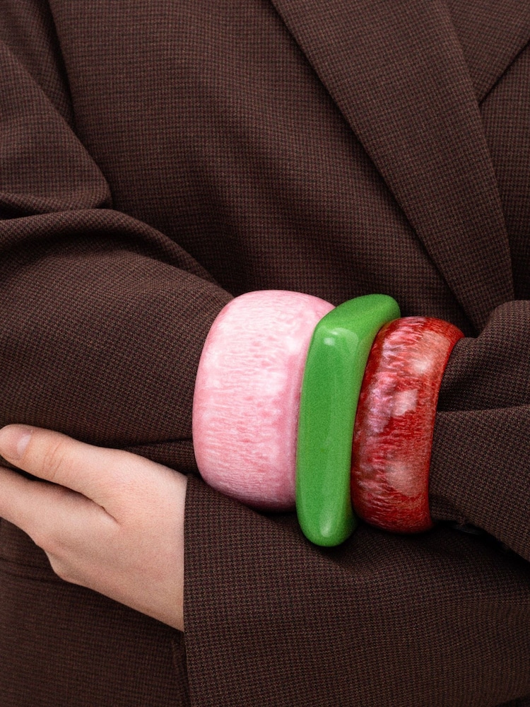 Bibi Bijoux Pink Chunky Bangles Set - Image 3 of 3