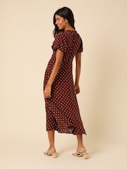 Nobodys Child Brown Ottillie Polka Dot Midi Dress - Image 2 of 6