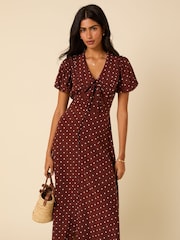 Nobodys Child Brown Ottillie Polka Dot Midi Dress - Image 3 of 6