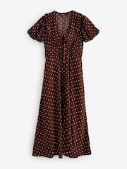 Nobodys Child Brown Ottillie Polka Dot Midi Dress - Image 6 of 6