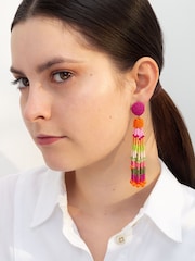Bibi Bijoux Pink Multicolour Beaded Earrings - Image 3 of 3