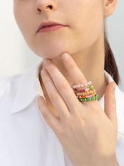 Bibi Bijoux Pink Multicolour Beaded Ring Set - Image 2 of 3