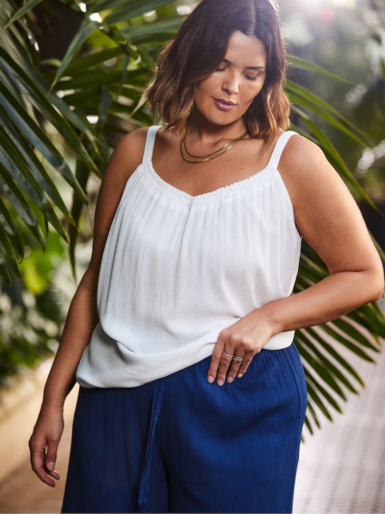 Live Unlimited White Curve Crinkle Gathered Cami Vest - Image 1 of 5
