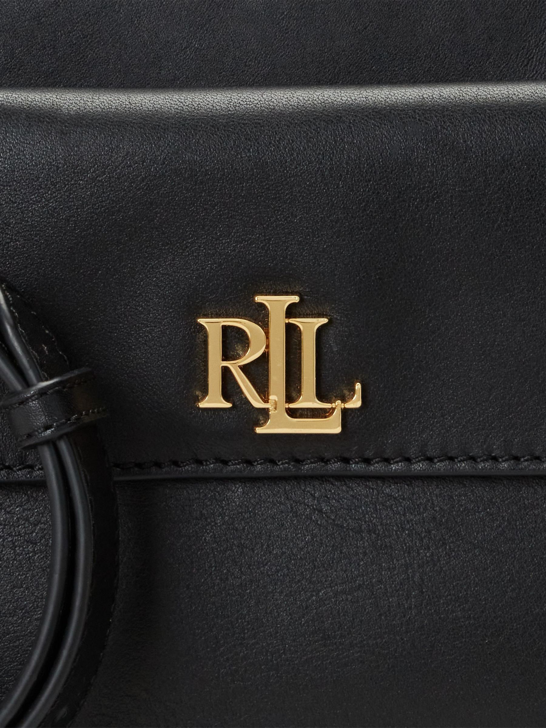 LAUREN RALPH LAUREN ブラックバックパック Pebbled Leather Backpack