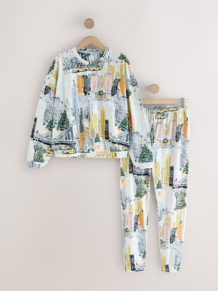 Oatmeal NYC Long Sleeve Pyjamas - Image 1 of 5 Oatmeal NYC Long Sleeve Pyjamas - Image 1 of 5