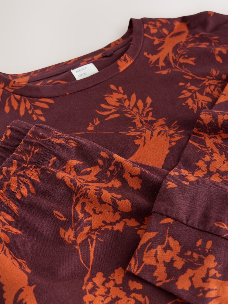 Berry Red Birds 100% Cotton Long Sleeve Pyjamas - Image 7 of 7