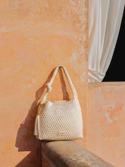 Creme - Bolsa de ombro Carvela preta Verona Weave - Imagem 1 de 5