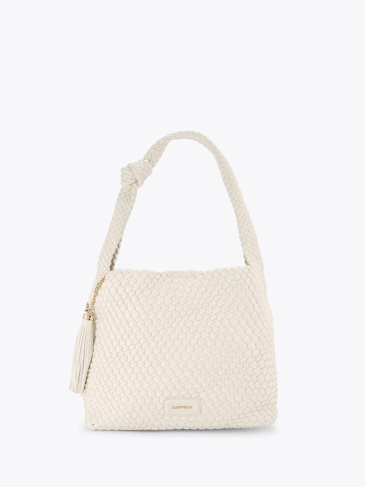 Creme - Bolsa de ombro Carvela preta Verona Weave - Imagem 2 de 5