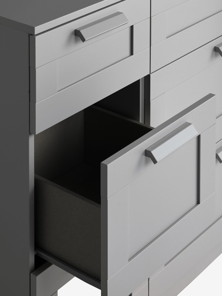 Grey Flynn Paint Effect 9 Drawer Chest of Drawers - Image 4 of 4