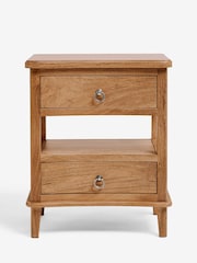 Mid Natural Sadie Solid Mango Wood 2 Drawer Bedside Table - Image 9 of 11