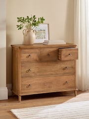 Mid Natural Sadie Solid Mango Wood 5 Drawer Chest of Drawers - Image 3 of 9