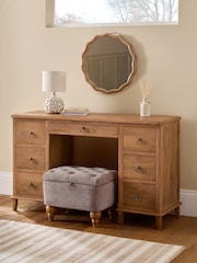 Mid Natural Sadie Solid Mango Wood 7 Drawer Console Dressing Table - Image 2 of 7