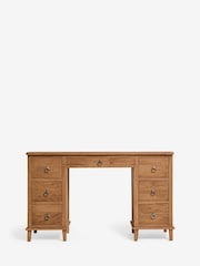 Mid Natural Sadie Solid Mango Wood 7 Drawer Console Dressing Table - Image 4 of 7