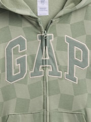 Gap Green Gingham Relaxed Logo Zip Hoodie (4-13yrs) - Image 5 of 5