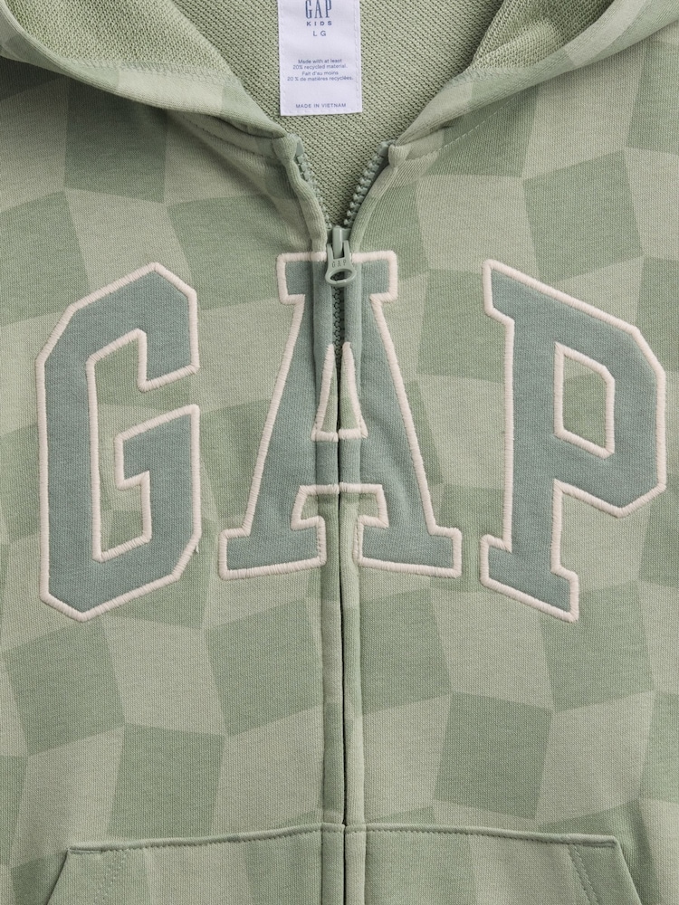 Gap Green Gingham Relaxed Logo Zip Hoodie (4-13yrs) - Image 5 of 5