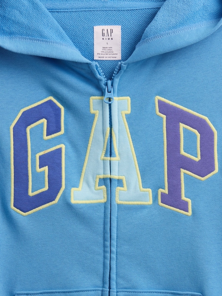 Синий - Свободное худи на молнии с логотипом Gap (4-13лет) - Изображение 4 из 4