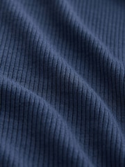 Navy Ribbed Long Sleeve Pyjamas - Image 4 of 4