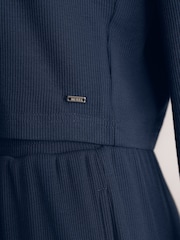 Navy Ribbed Long Sleeve Pyjamas - Image 6 of 11