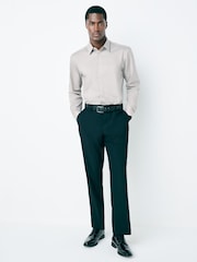 Neutral Brown Regular Fit Easy Care Textured Single Cuff Smart Shirt - Image 2 of 7