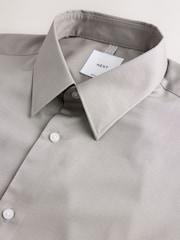 Neutral Brown Regular Fit Easy Care Textured Single Cuff Smart Shirt - Image 6 of 7