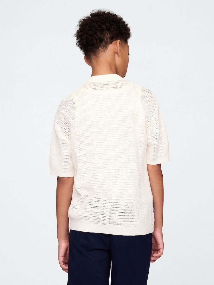 Gap White Relaxed Crochet Shirt (4-13yrs) - Image 2 of 5