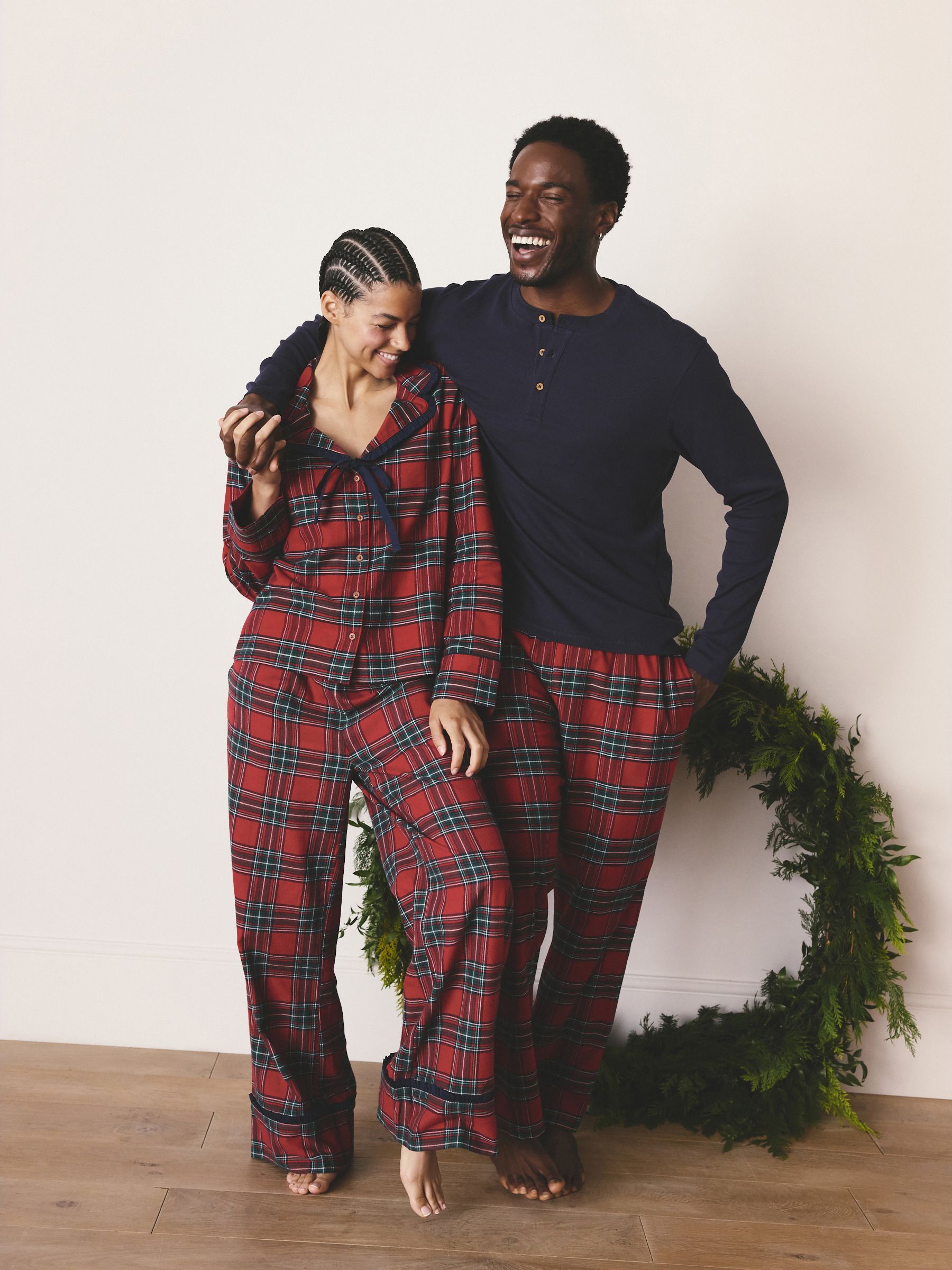 Buy Red Check Matching Family Christmas Button Through Pyjamas