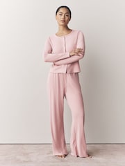 Pink Cosy Pointelle Long Sleeve Pyjamas - Image 1 of 3