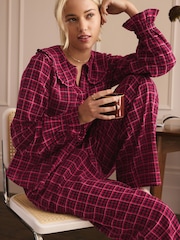 Pink Gingham Flannel Button Through Pyjamas - Image 6 of 14
