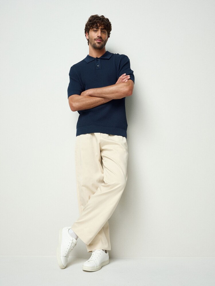 Azul - BOSS Akoppo Knitted Polo Shirt - Imagem 2 de 5