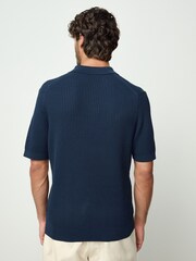 Azul - BOSS Akoppo Knitted Polo Shirt - Imagem 3 de 5