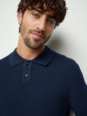 Azul - BOSS Akoppo Knitted Polo Shirt - Imagem 4 de 5