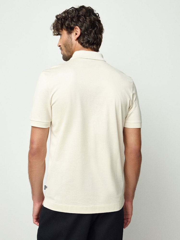 BOSS White Paras Zip Neck Knitted Polo Shirt - Image 2 of 6
