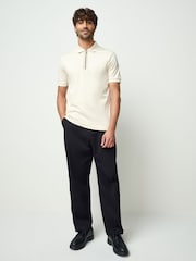 BOSS White Paras Zip Neck Knitted Polo Shirt - Image 3 of 6
