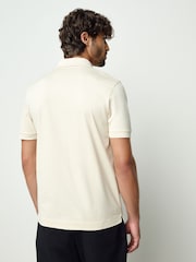 BOSS White Paras Zip Neck Knitted Polo Shirt - Image 4 of 6
