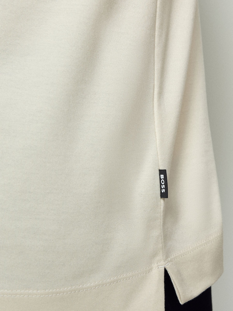 BOSS White Paras Zip Neck Knitted Polo Shirt - Image 6 of 6