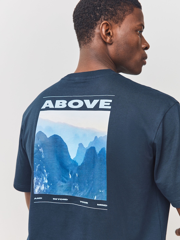 BOSS Blue Regular Fit Graphic Print T-Shirt - Image 2 of 6