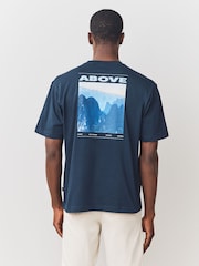 BOSS Blue Regular Fit Graphic Print T-Shirt - Image 4 of 6