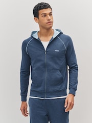 BOSS Blue Light Logo Zip Through Hoooded Jacket - Image 1 of 5